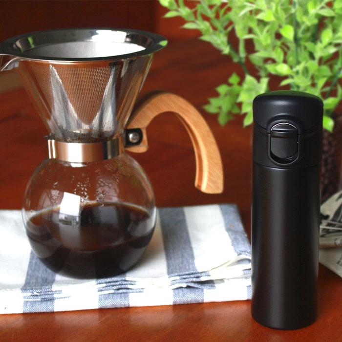水筒 ワンタッチ ミニボトル 140ml ブラック 黒 黒色 マグボトル 保冷