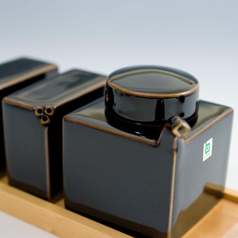 白山陶器 3点コンディメントセット 天目 [ HUKUSAN 和食器 森正洋デザイン醤油さし・塩・こしょう ３点セット ] | 白山陶器 | 02