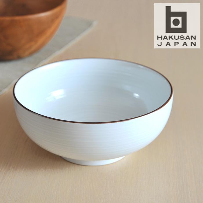 白山陶器 白磁千段 6寸 浅めん丼  【 HAKUSAN 和食器 森正洋デザイン 】 | 白山陶器
