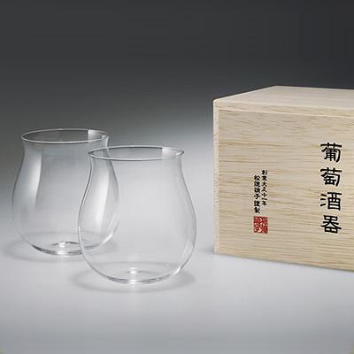松徳硝子 うすはり プレゼント 葡萄酒器 ブルゴーニュ 木箱入り 2個セット コップ グラス ギフト ワイングラス 日本限定 2921010