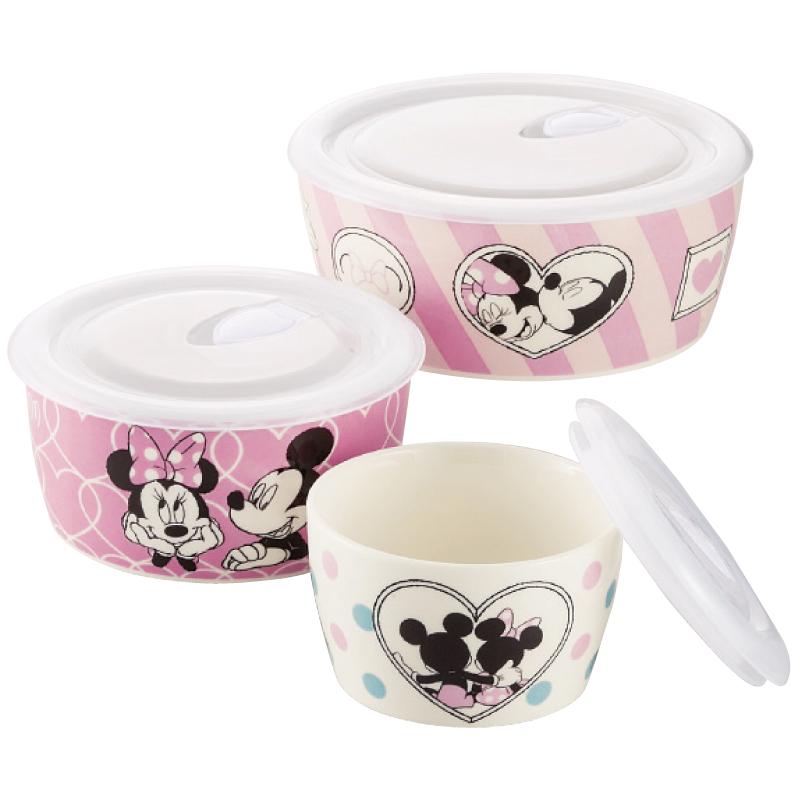 【未使用】ディズニー ミッキー レンジパック 3点セット アメリカン 陶器 ディズニー レンジパック3点セット D-MF26 50798（ミッキー＆ミニー