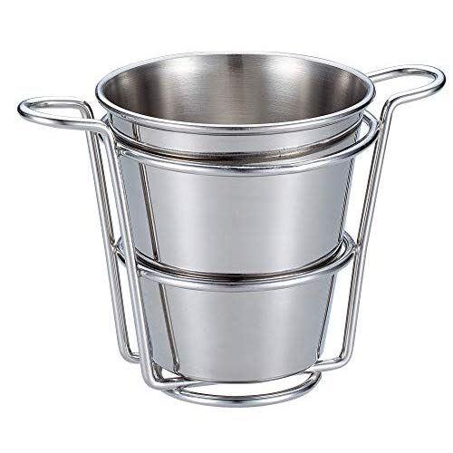 三宝産業 プチバスケット シルバー 9.3φ×H9.5cm スナックホルダー セット 03115050 | 