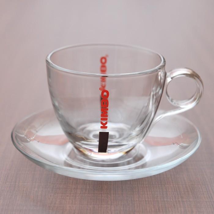 キンボ ガラス製 カプチーノカップ＆ソーサー 150mL 【 KIMBO コーヒー カップ アロマ イタリア ナポリ アドキッチン