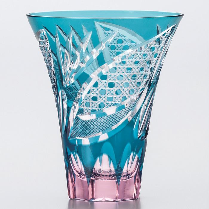 彩花切子 HG230-21GR タンブラー ( 緑 )  300ml 【 佐々木ガラス 切子グラス 硝子 マイグラス ギフト 酒器 ハンドメイド 食器 】 | 