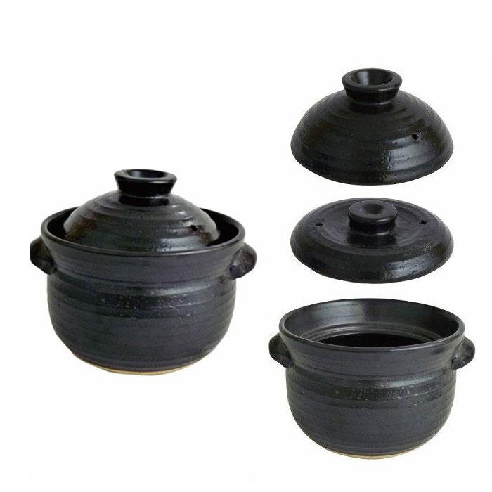 maebata（前畑） 父の日 ご飯炊き鍋 2合 52429 土鍋 陶器 ブラック 黒