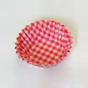 オーブンケース チェック柄 （250枚入） 8号深口 48×31mm ＜赤＞ | 