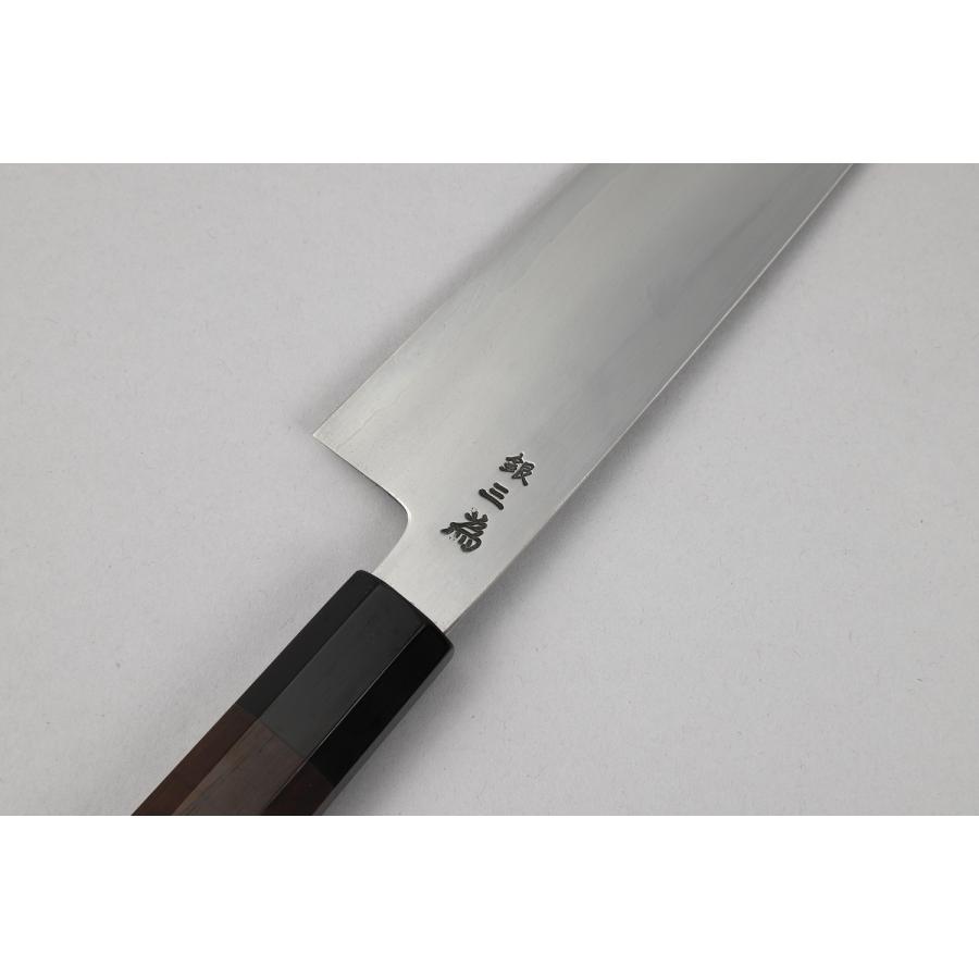 堺孝行 彫刻シリーズ 富士と夕焼 牛刀包丁 210mm 銀三鋼 黒檀柄 和包丁