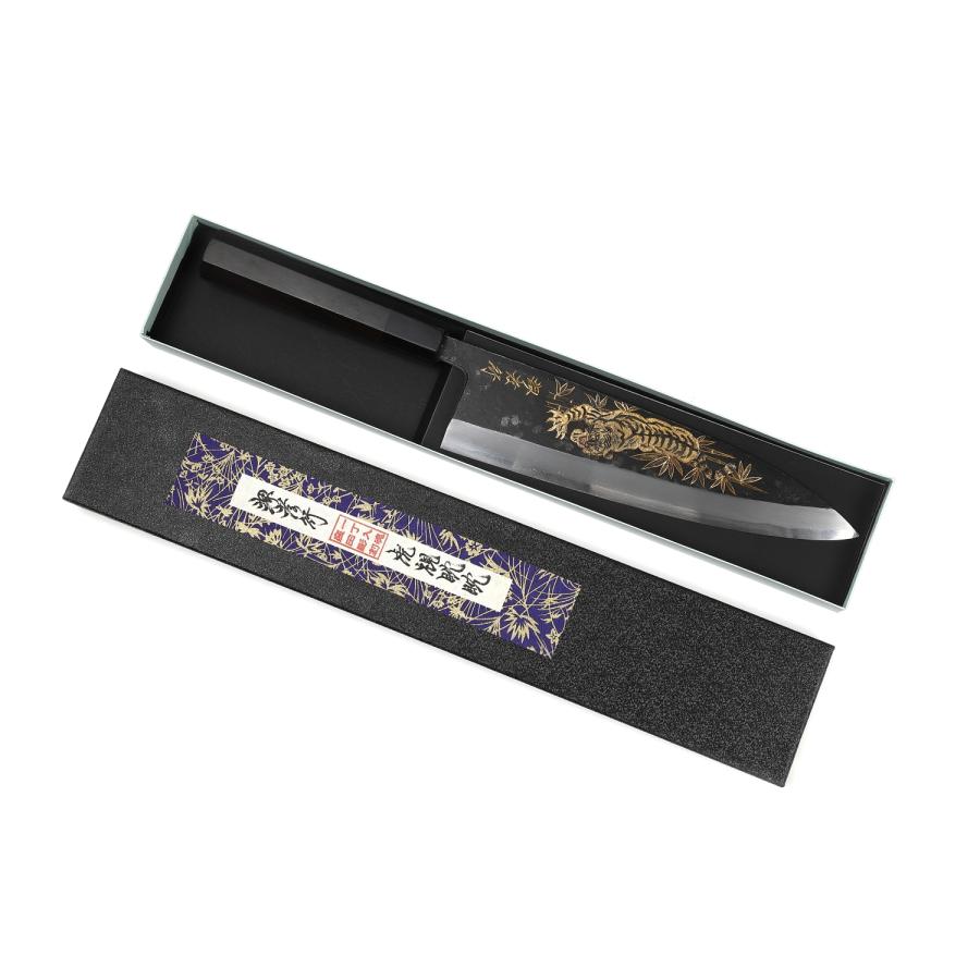 堺孝行 窪田彫刻 出刃包丁 240mm 飾り包丁 インテリア用 黒打 白二鋼