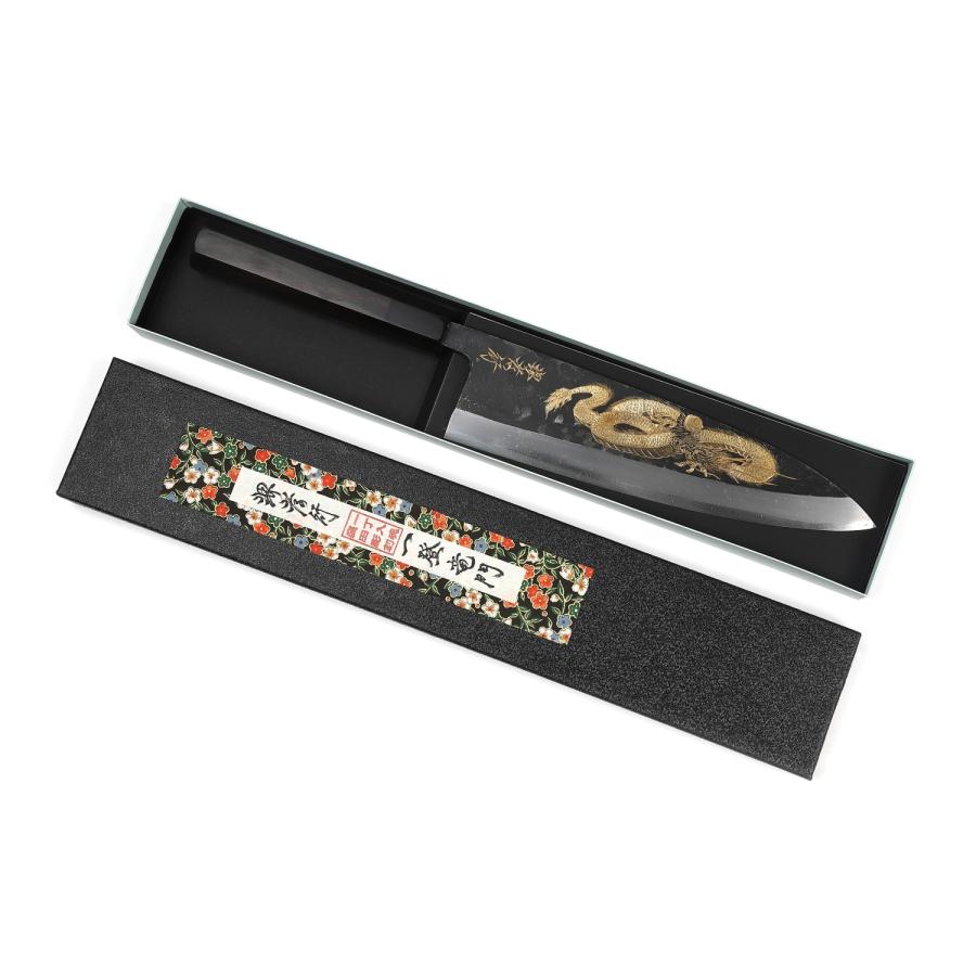 堺孝行 窪田彫刻 出刃包丁 240mm 飾り包丁 インテリア用 黒打 白二鋼