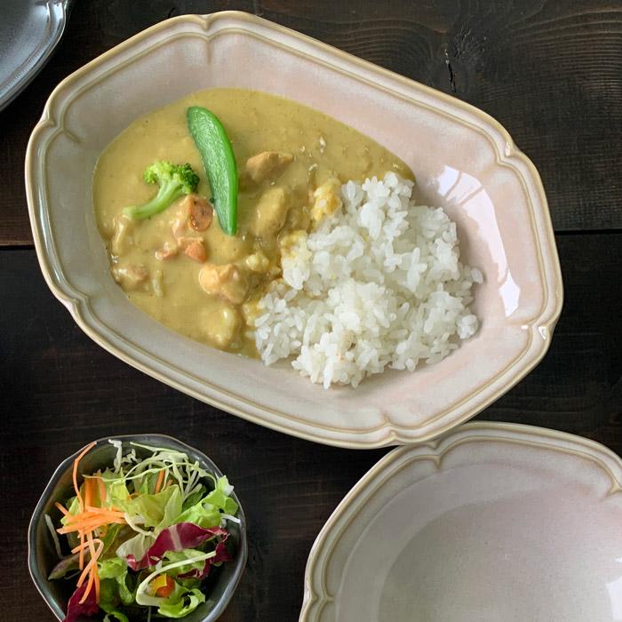 カレー皿 おしゃれ アンジュ 楕円鉢 22.5cm オーバル パスタ皿 : みの