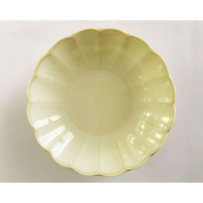 食器 中鉢 輪花クリーム釉5.0寸浅鉢 煮物鉢 ボウル サラダボウル 花形