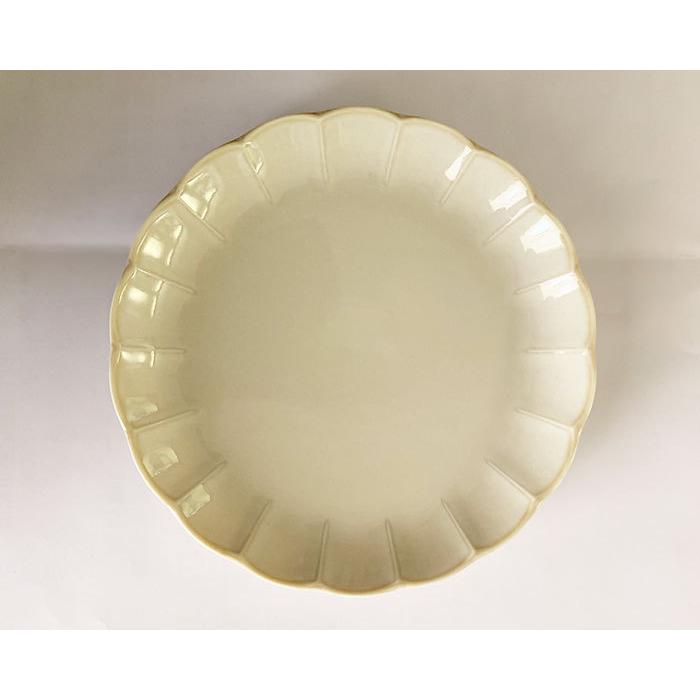 食器 大皿 輪花クリーム釉7.0寸皿 ワンプレート 盛り皿 花形 和食器