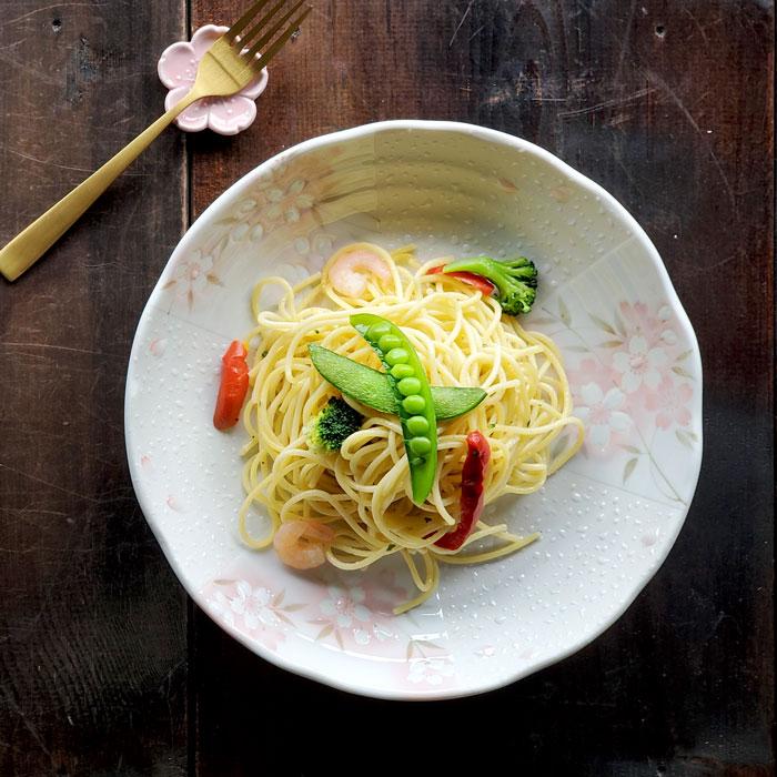 食器 皿 深皿 間取桜 22cm 皿 美濃焼 おしゃれ 7寸皿 パスタ皿 カレー皿 サラダボウル 煮物鉢 盛皿 主菜皿 中鉢 中皿 | 