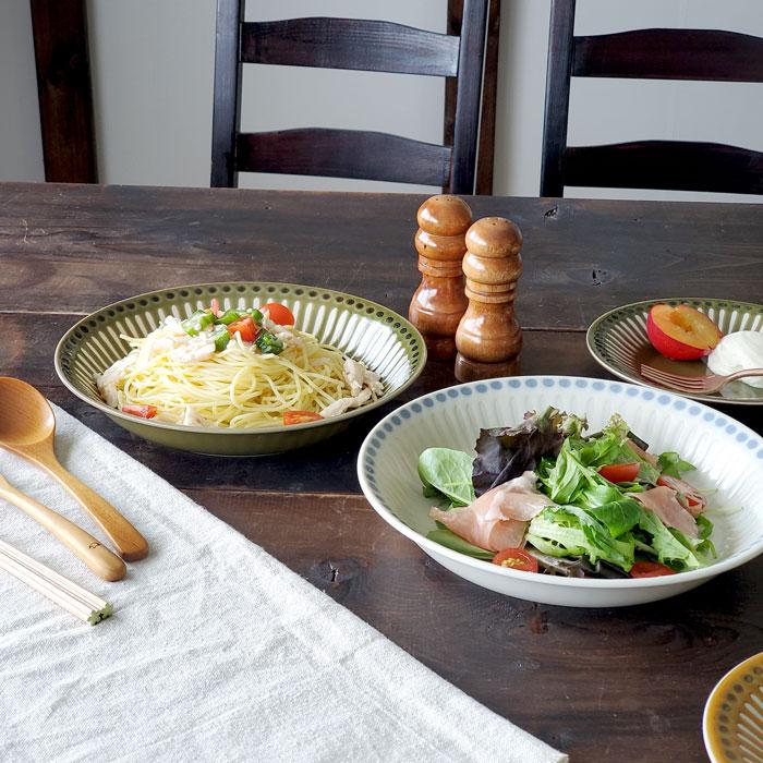 エンボス十草 プレートL 22cm 深皿 おしゃれ 食器 カレー皿 パスタ皿