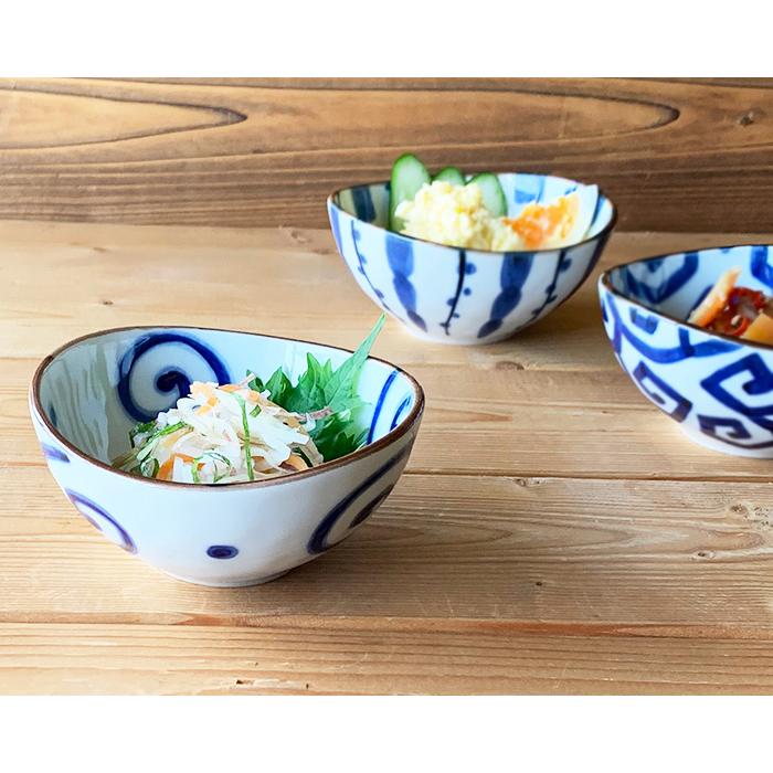 小鉢 おしゃれ 藍染め 楕円 3.5鉢 11cm 和食器 選べる3柄 和柄 鉢