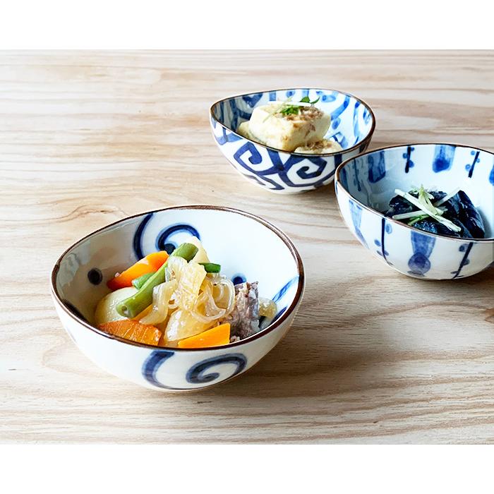 小鉢 おしゃれ 藍染め 楕円 4.0鉢 13.3cm 和食器 選べる3柄 和柄 鉢