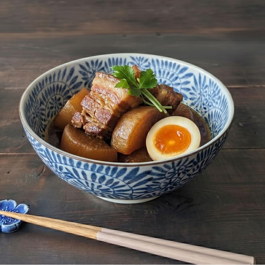 DON どんぶり 食器 藍染 タコ唐草 麺鉢 21.4cm 煮物鉢 丼鉢 おしゃれ