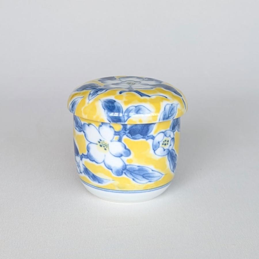 蒸し碗 茶碗蒸し 碗蒸し 器 蓋付き 黄彩花紋【 焼板付 染付 】 美濃焼
