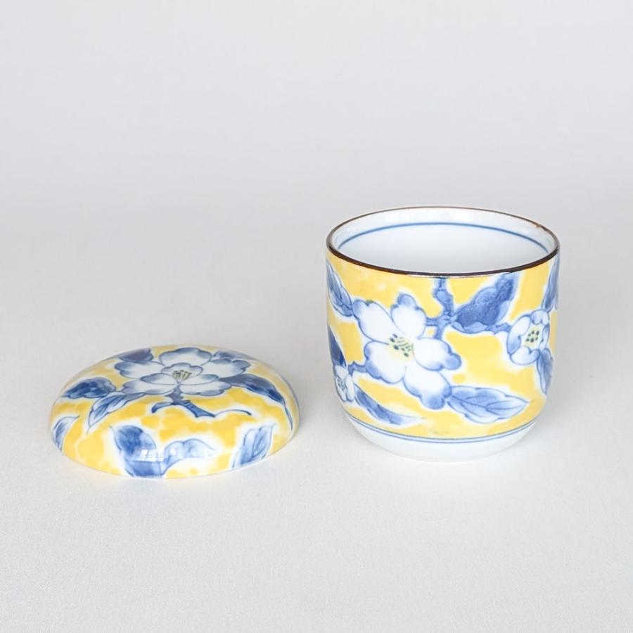 蒸し碗 茶碗蒸し 碗蒸し 器 蓋付き 黄彩花紋【 焼板付 染付 】 美濃焼
