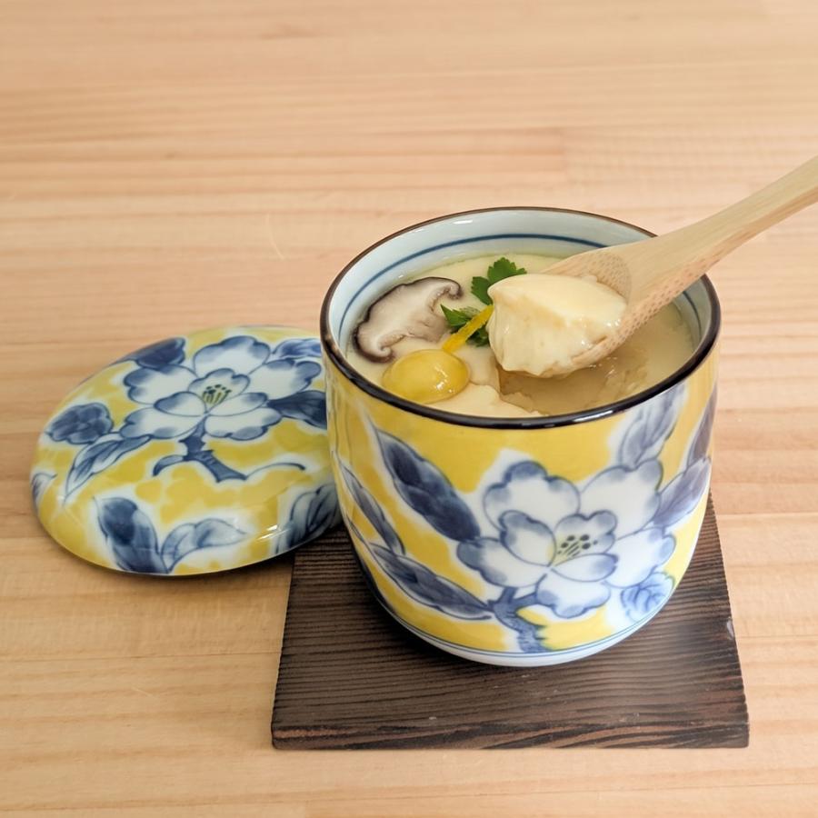 蒸し碗 茶碗蒸し 碗蒸し 器 蓋付き 黄彩花紋【 焼板付 染付 】 美濃焼