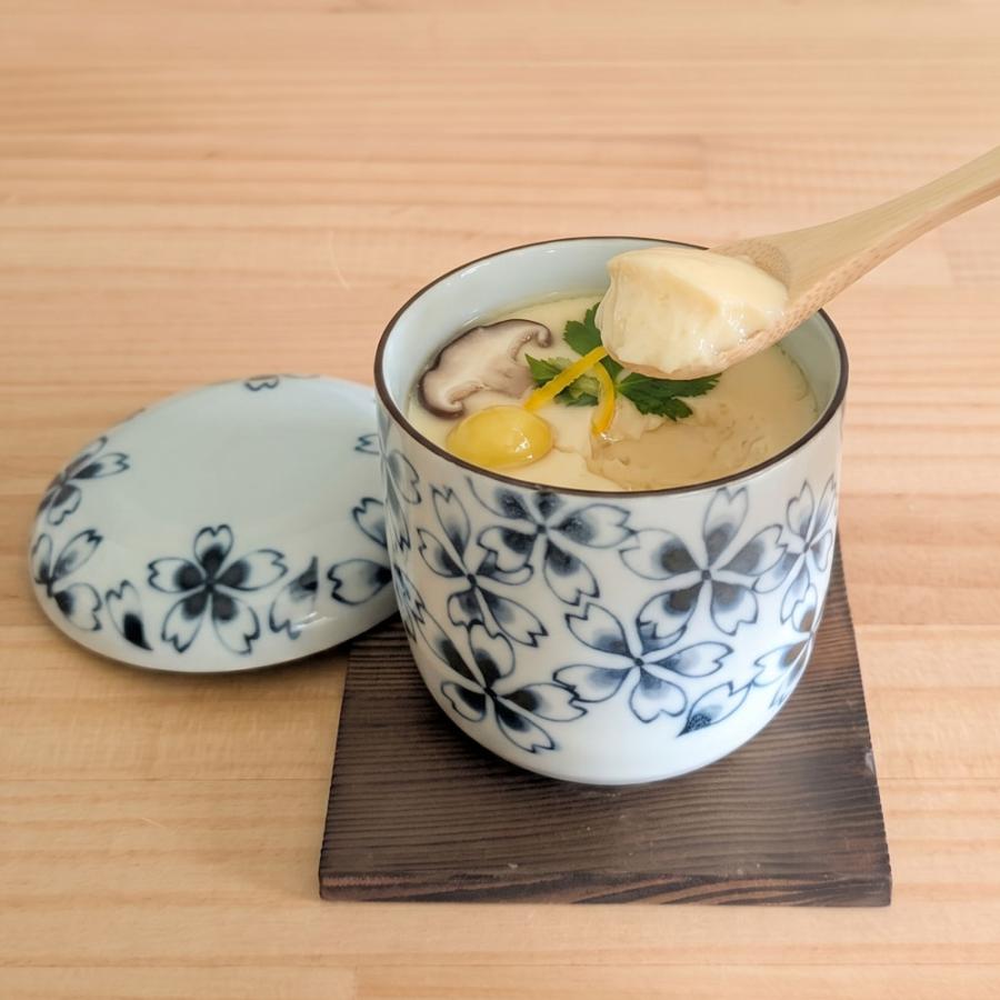 蒸し碗 茶碗蒸し 碗蒸し 器 蓋付き 桜づくし【 焼板付 染付 】 美濃焼