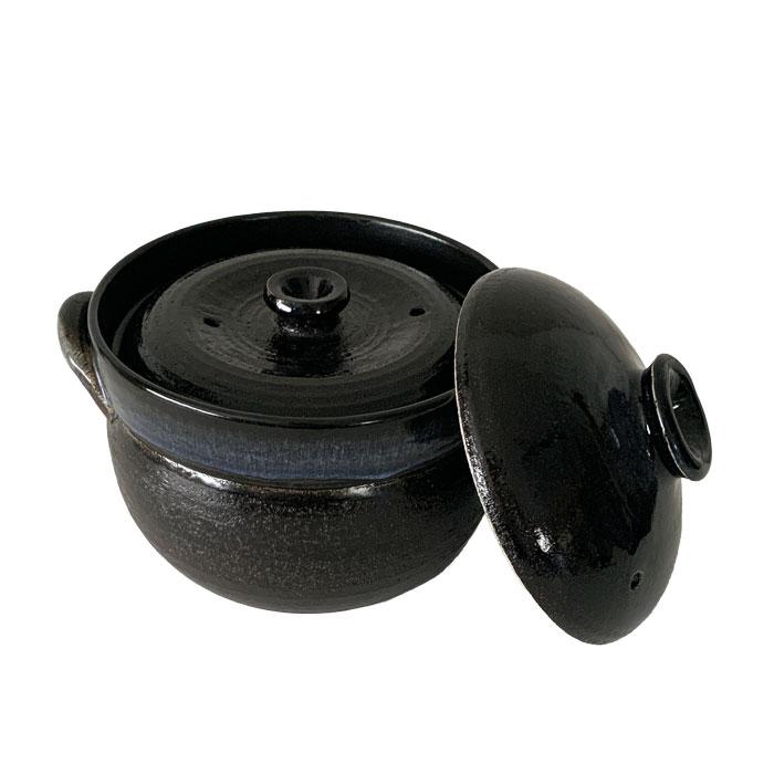 【未使用・新品】美しい瑠璃釉 ご飯鍋 土鍋 中蓋付き 4合炊き 土鍋 ご飯 炊飯 瑠璃釉ご飯鍋 4合炊中蓋付 ごはん炊き 4合炊き ごはん
