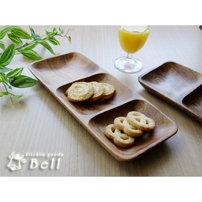 木製 アカシア 3連 プレート 仕切皿 30.2X12.9cm 3品皿｜kitchengoods-bell｜02