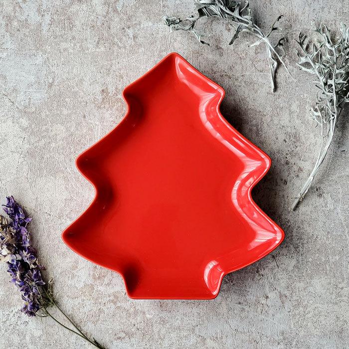 ツリープレート レッド 22.5cm 洋食器 クリスマス 日本製 大皿 カフェ