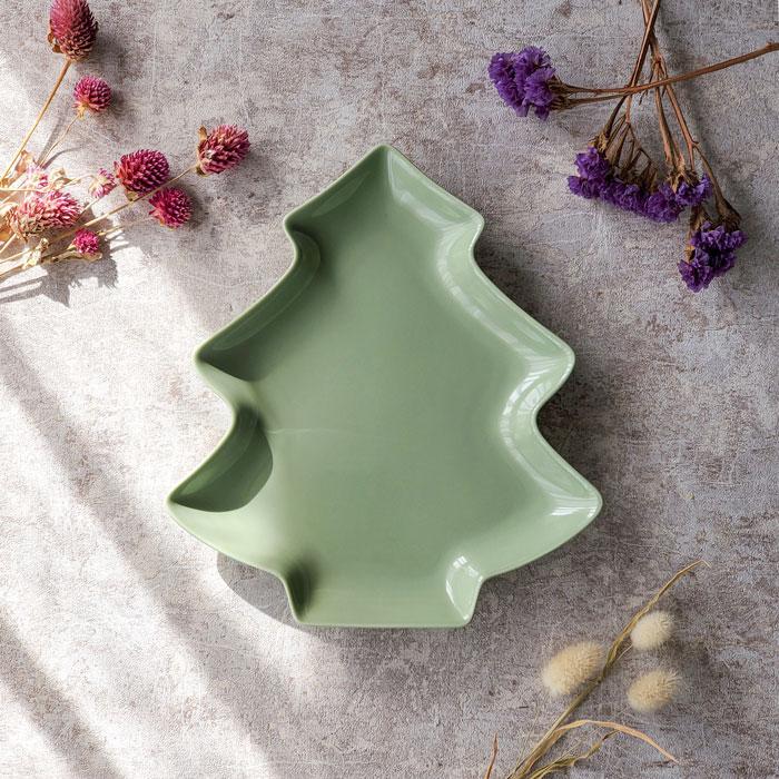 皿 クリスマス ツリー プレート アッシュグリーン 22.3cm おしゃれ