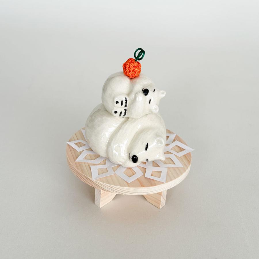 ま工房 しろくま 鏡餅 1個売り 置物 かわいい 玄関 インテリア