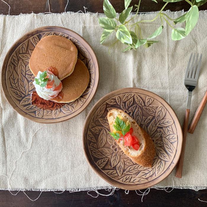 和食器 取り皿 おしゃれ リーフ 丸皿 ウッディ カフェ風 花柄 デザート