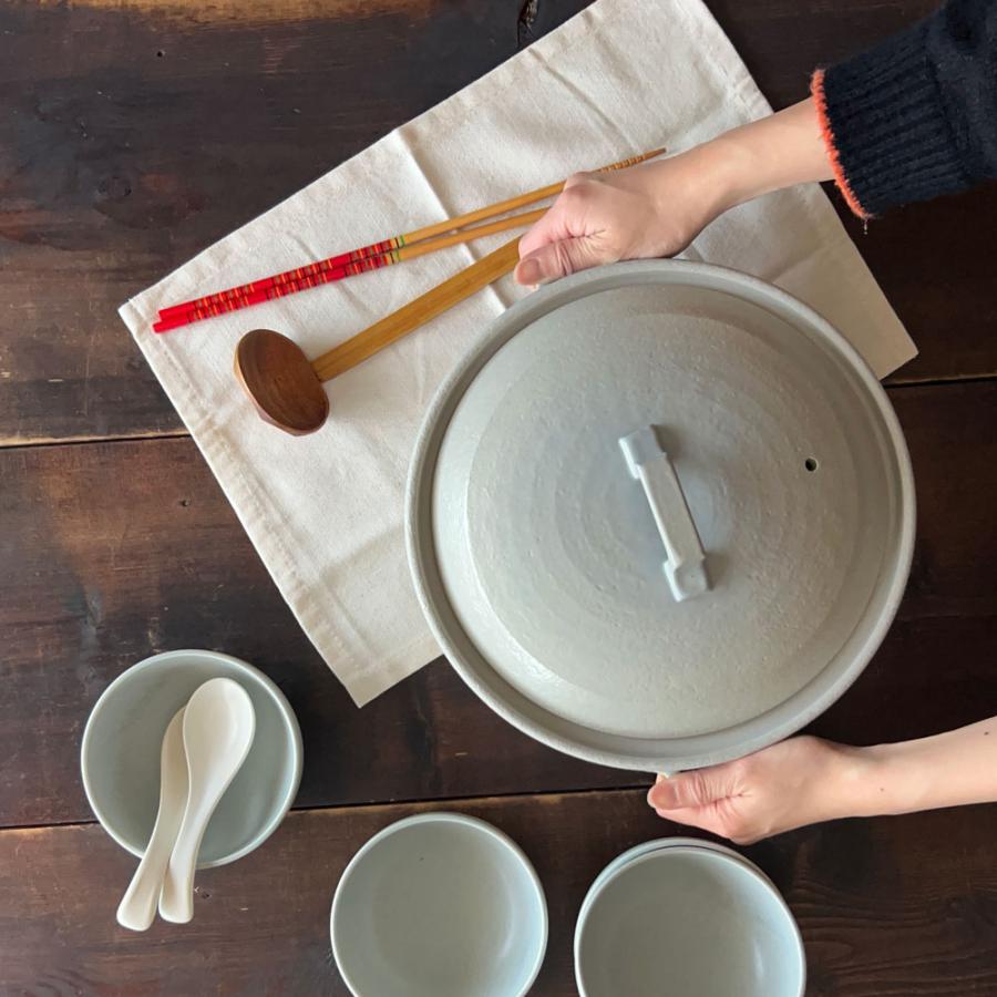 IH土鍋 9号 IH 陶板付 直火兼用 STYLE土鍋 GRAY グレイ 4〜5人用