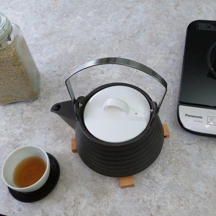ケトル IH対応 陶器製 ブラック 1.5L セラミックケトル  THERMATEC 煎じ やかん 土瓶の画像