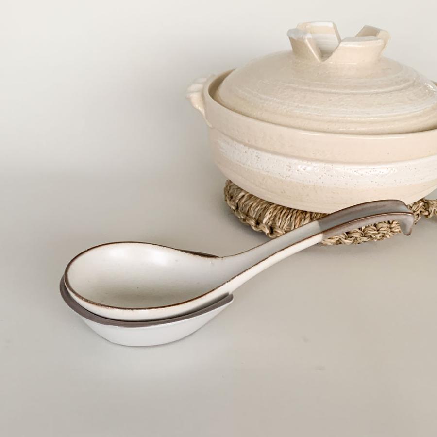 鍋用レンゲ 大きな 京粉引 レンゲ 受け台付 鍋料理小物 お玉の代わりに