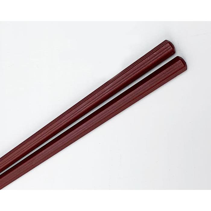 箸 食洗機対応 おしゃれ エンジ 筋目 六角 22.5cm 1膳 樹脂 メール便OK|kitchengoods-bell|02