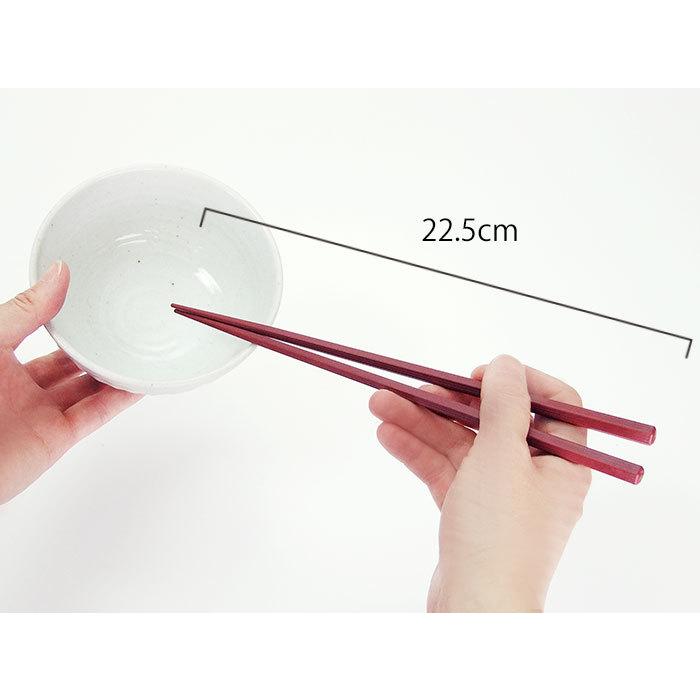 箸 食洗機対応 おしゃれ エンジ 筋目 六角 22.5cm 1膳 樹脂 メール便OK｜kitchengoods-bell｜03