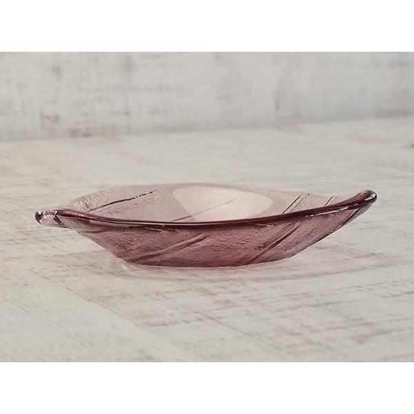 和食器 ガラス木の葉小皿 選べる2色 ピンク/グリーン/豆皿/珍味皿