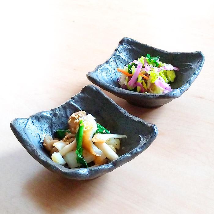 和食器 小鉢 9cm 艶消し 黒 荒削 小付 豆鉢 珍味 角鉢 食器 : みの