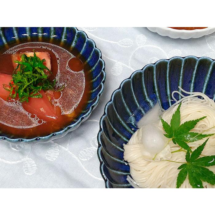 食器セット おしゃれ 2人 そうめん鉢 セット ペア 2人前 菊型 陶器 和