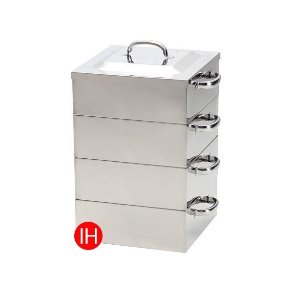 桃印 電磁調理器（IH）対応業務用角蒸し器 3段33cm 蒸し器 ステンレス IH対応