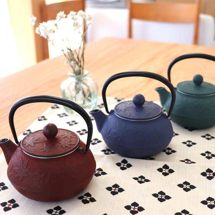 岩鋳 急須 南部鉄器 ティーポット カラーポット 3型カエデ 紫紺 0.32L  