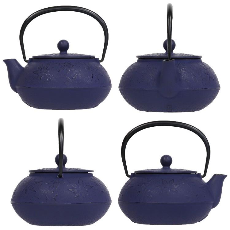 岩鋳 急須 南部鉄器 ティーポット カラーポット 3型カエデ 紫紺 0.32L  