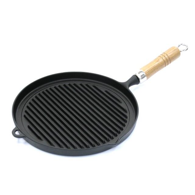 岩鋳（IWACHU） 焼肉プレート 南部鉄器 グリルパン 木柄付き 日本製 IH