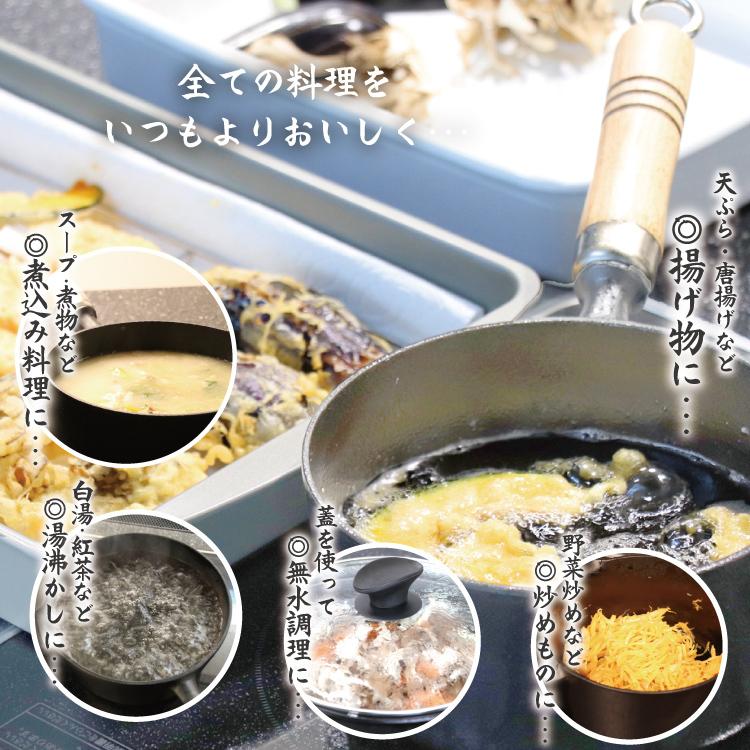 岩鋳（IWACHU） 片手鍋 南部鉄器 16cm 木柄付き ガラス蓋付き片手鍋