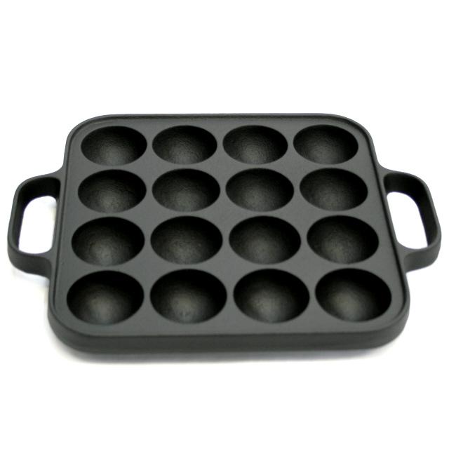 及源鋳造 保証書・パンフレット付 たこ焼き器 角型 16穴 (穴径4.2cm