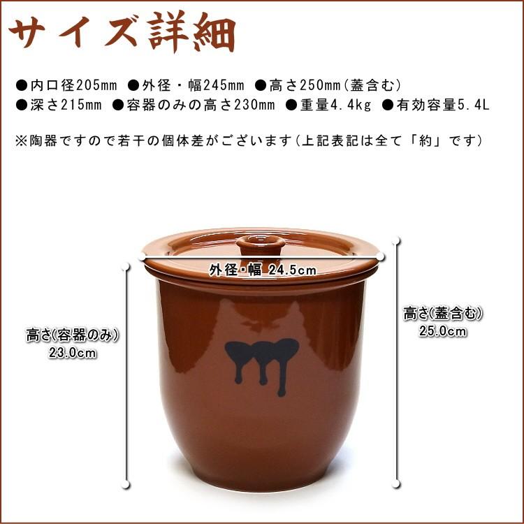 日本製 漬物容器 常滑焼 かめ 蓋付 3号 5.4L (陶器製) : キッチン