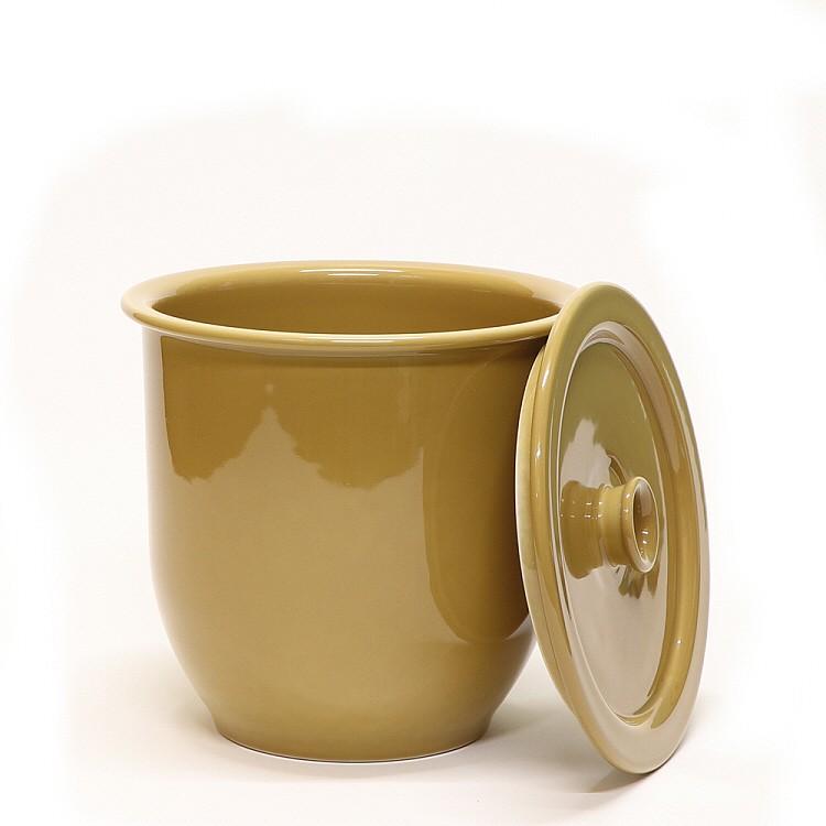 日本製 漬物容器 常滑焼 かめ 蓋付 3号 5.4L キャメル (陶器製