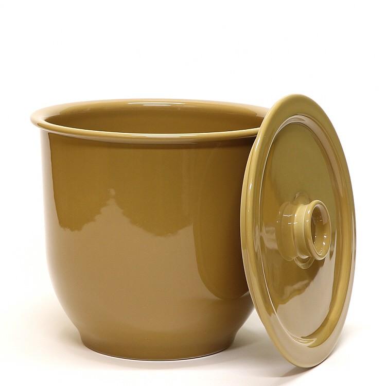 日本製 漬物容器 常滑焼 かめ 蓋付 5号 9.0L キャメル (陶器製