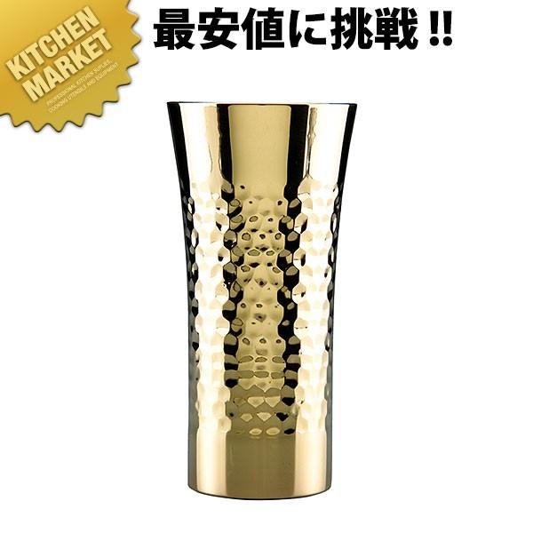 18-8ステンレス タンブラー 鎚目模様入り 24金メッキ（km）