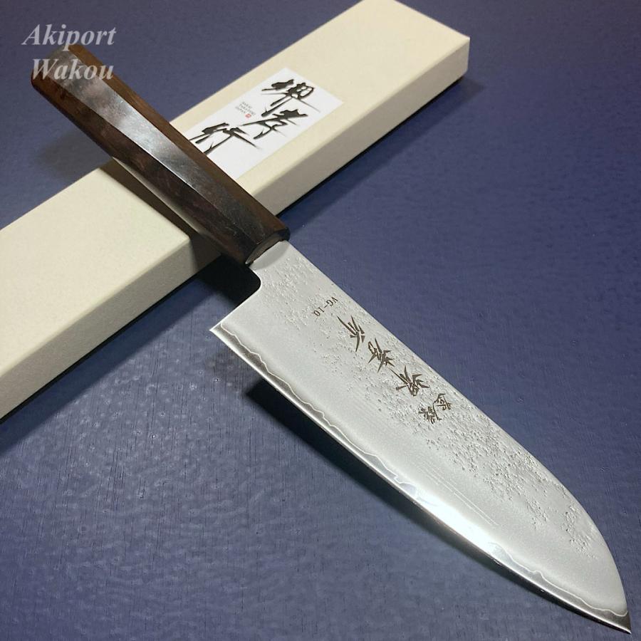 堺孝行　包丁　三徳　v金10 堺孝行 三徳 包丁 和三徳 170mm V金10号 梨地仕上げ 黒檀柄 日本製
